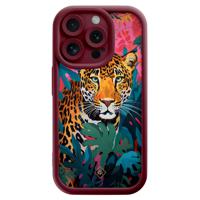 iPhone 15 Pro rode case - Luipaard jungle