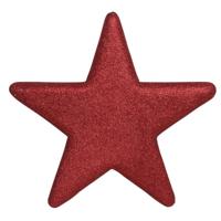 Decoratie ster - rood - 25 cm - kunststof - glitter - hangdecoratie - kerstversiering - thumbnail