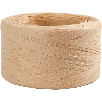 Creativ Company Papier raffia garen, b: 7-8 mm, zandkleur, 100 m/ 1 rol