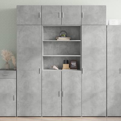Hoge kast 80x42,5x185 cm bewerkt hout betongrijs