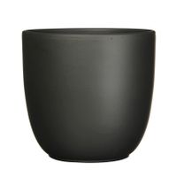 Plantenpot/bloempot Tusca - Zwart - keramiek - mat - D17/H16 cm