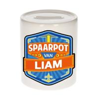 Kinder spaarpot met naam - Liam - keramiek - met dop - wit - Sparen - Spaargeld van Liam