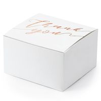 Cadeaudoosje Thank You - Bruiloft bedankje - 10x stuks - wit/rosegoud - papier - 6 x 4 cm Cadeaudoosje Thank You - Bruiloft bedankje - 10x stuks - wit/rosegoud - papier - 6 x 4 cm