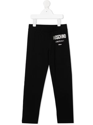 Moschino Kids legging à logo imprimé - Noir