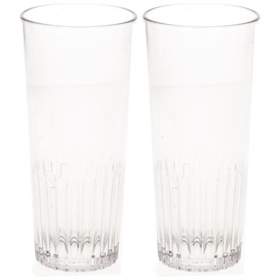 Onbreekbaar bierglas - 2x stuks - ribbel - transparant - kunststof - 30 cl/300 ml