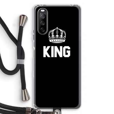 King zwart: Sony Sony Xperia 10 III Transparant Hoesje met koord
