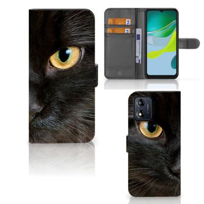 Motorola Moto E13 4G | Telefoonhoesje | Met pasjeshouder | Zwarte Kat