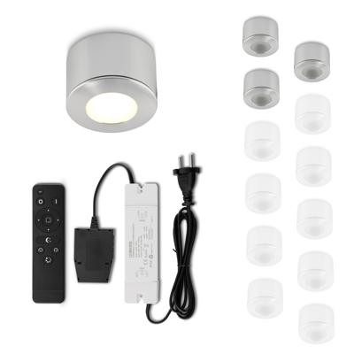 Set Led opbouwspot met afstandsbediening Parma zilver 3W dimbaar IP44 1-12 stuks
