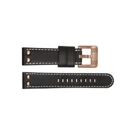 TW Steel horlogeband TWB15 Leder Zwart 24mm + wit stiksel - thumbnail