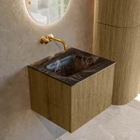 Badmeubel Mondiaz Kurve-Dlux | 50 cm cm | Meubelkleur Dusk | Wastafelkleur Lava | Solid surface | Wasbak midden spoelbak | Zonder kraangat(en)