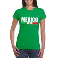 Mexico supporters kleding t-shirt - voor dames - groen - met vlag kleuren print - korte mouwen