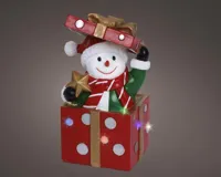 Lumineo LED kerstfiguur polyresin sneeuwpop rood 20,5cm, multicolor