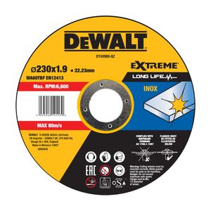 DeWalt Accessoires Extreme Doorslijpschijf INOX 230 x 1.9 x 22,2mm - DT43909-QZ