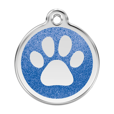 Paw Print Navy glitter hondenpenning large/groot dia. 3,8 cm - Reddingo