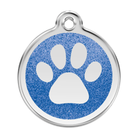 Paw Print Navy glitter hondenpenning large/groot dia. 3,8 cm - Reddingo