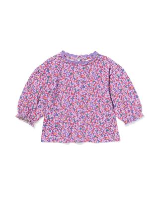 HEMA Babyshirt Bloemen Paars (paars)