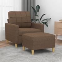 Fauteuil met voetenbank 60 cm stof bruin