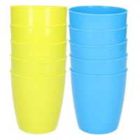 20x stuks onbreekbare kunststof drinkglazen 300 ML in het groen en blauw