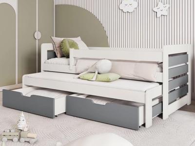 Kajuitbed CATALEYA 90x200 cm wit/grijs