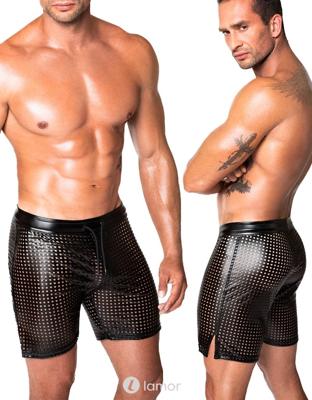 * NOIR handmade Wetlook Heren short met veter, H077