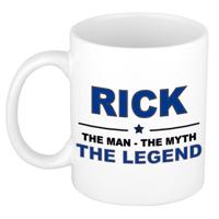 Rick cadeau mok - man myth legend - naam koffiemok / beker - wit en blauw - 300 ml
