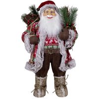 Kerstman beeld - H80 cm - rood - staand - kerstpop   - - thumbnail