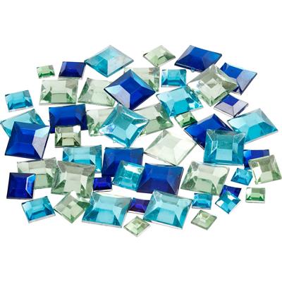 Creativ Company Strasstenen, vierkant, afm 6+9+12 mm, blauw/groen harmonie, 360 stuk/ 1 doos