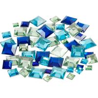 Creativ Company Strasstenen, vierkant, afm 6+9+12 mm, blauw/groen harmonie, 360 stuk/ 1 doos