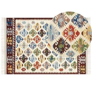 Beliani-AKNALICH-Kelim vloerkleed-Multicolor-160 x 230 cm-Wol