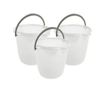 Hega Hogar Emmer - 3x stuks - wit - kunststof - met handvat - 10 liter