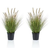 Set van 2x stuks kunstplanten groen gras sprieten 58 cm. - Kunstplanten - thumbnail