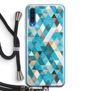Gekleurde driehoekjes blauw: Samsung Galaxy A50 Transparant Hoesje met koord