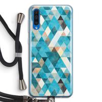 Gekleurde driehoekjes blauw: Samsung Galaxy A50 Transparant Hoesje met koord Gekleurde driehoekjes blauw: Samsung Galaxy A50 Transparant Hoesje met koord