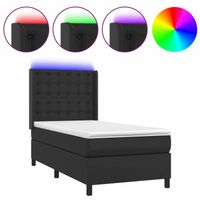 vidaXL Boxspring met matras en LED kunstleer zwart 90x190 cm - thumbnail