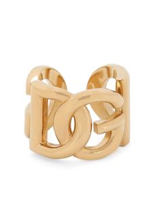 Dolce & Gabbana bague en bois à plaque logo gravée - Or