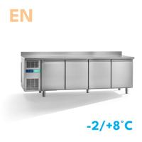 Dieptekoelwerkbank | 4 deurs EN | werkblad met opstaande rand | stekkerklaar