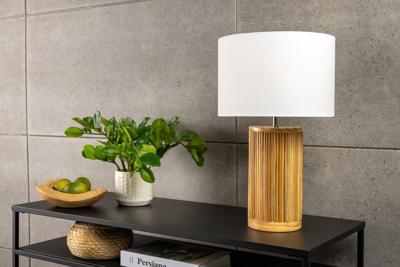 Handgemaakte tafellamp GATSBY 50cm naturel wit wilg en dennenhout - 44496