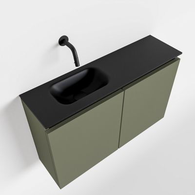Toiletmeubel Mondiaz Ture | 80 cm | Meubelkleur Army | Eden wastafel Urban Links | Zonder kraangat