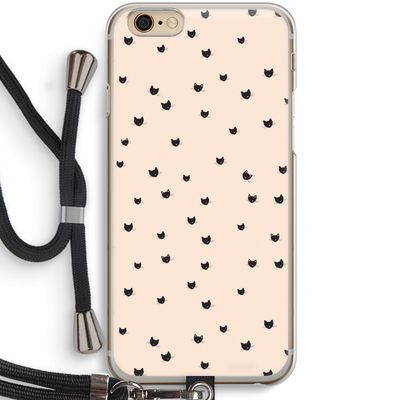 Kleine kattenkopjes: iPhone 6 / 6S Transparant Hoesje met koord