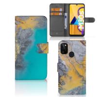 Samsung Galaxy M21 | M30s | Bookcase | Marble Blue Gold