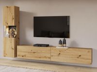 Tv-meubel set AVATAR 3 deuren artisan eik met led - thumbnail