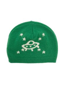 Gucci Kids intarsia-motif knitted wool beanie - Vert