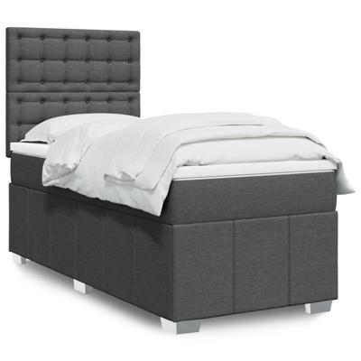 Boxspring met matras stof donkergrijs 90x190 cm