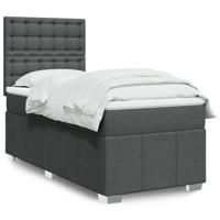 Boxspring met matras stof donkergrijs 90x190 cm