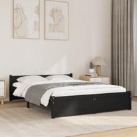 Bedframe massief hout zwart 135x190 cm