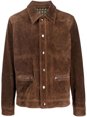 ETRO surchemise en daim à logo brodé - Marron