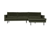 WOOOD Rodeo bank chaise longue rechts velvet Donkergroen