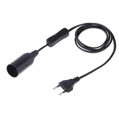 E14 Wire Cap schakelaar lamp houder kroonluchter stopcontact met 1.5 m verlengkabel EU stekker (zwart)