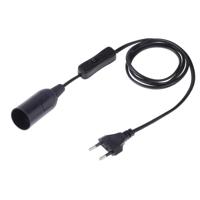 E14 Wire Cap schakelaar lamp houder kroonluchter stopcontact met 1.5 m verlengkabel EU stekker (zwart)