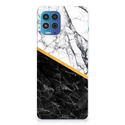 Motorola Moto G100 | TPU | Siliconen hoesje | Marmer Wit Zwart - Origineel Cadeau Man